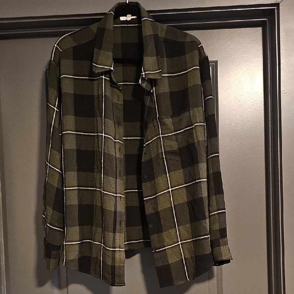 Maurices Green and Black Button Down Shirt